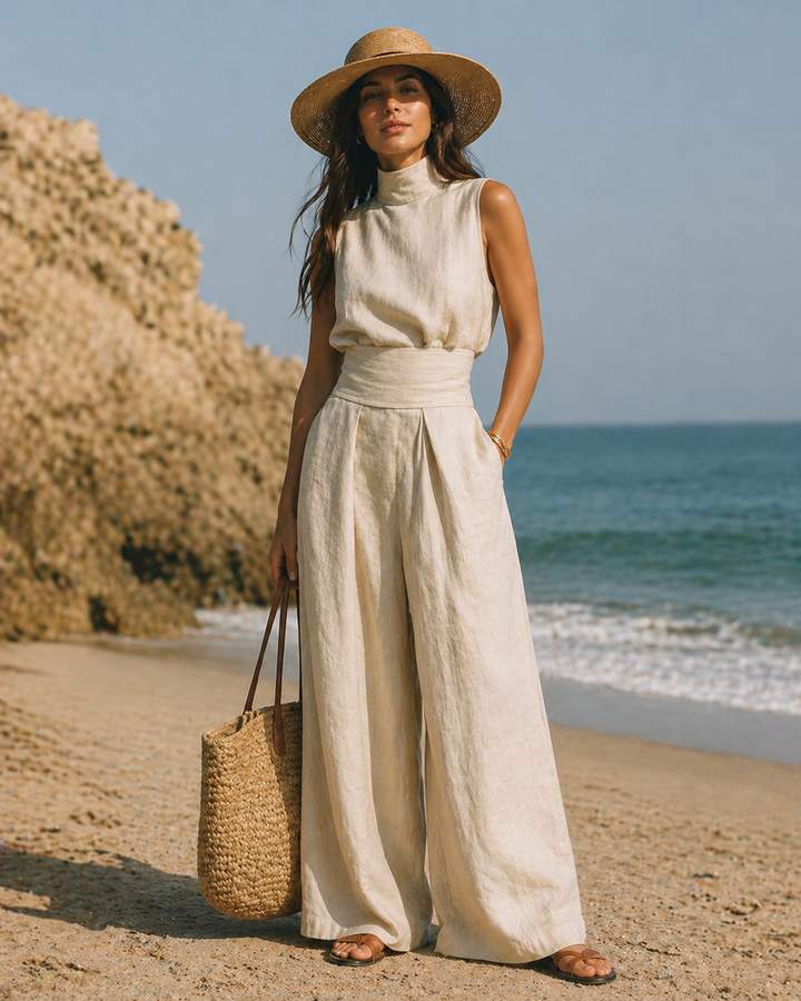 Isolyn | Elegant Women’s Two Piece Set – Breathable Cotton & Linen Co Ord Set 4
