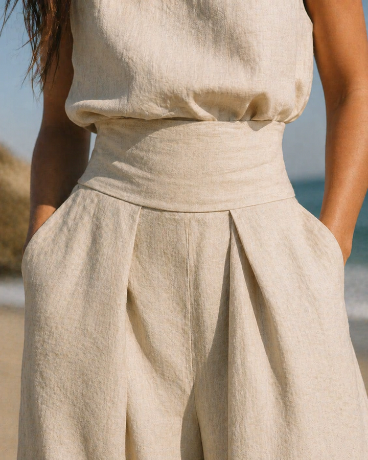 Isolyn | Elegant Women’s Two Piece Set – Breathable Cotton & Linen Co Ord Set 8