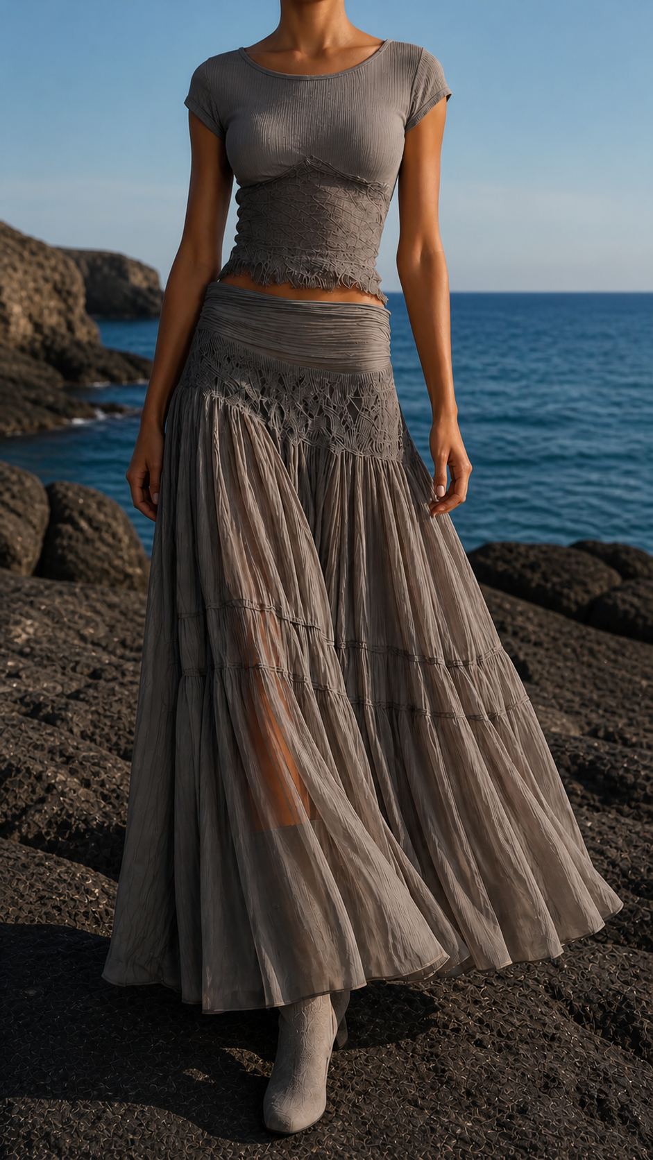 Ivy | Elegant Fitted Lace Top & Flowing Maxi Skirt – Women's Dress for Wedding Guests 0