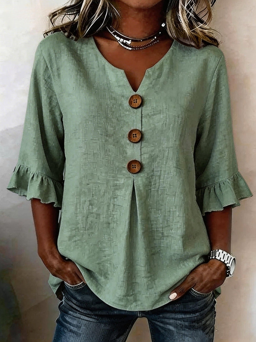 Jelena | Elegant, Airy & Romantic Women's Blouse with Ruffle Sleeves 3