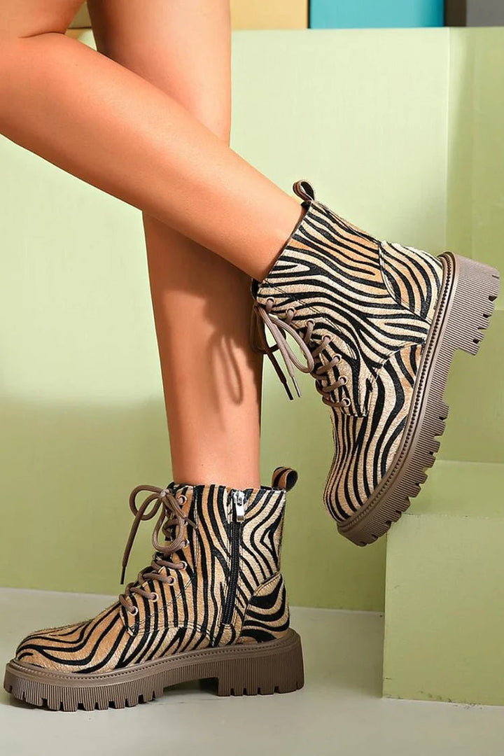 Jemima | Zebra Lace-Up Boots 2