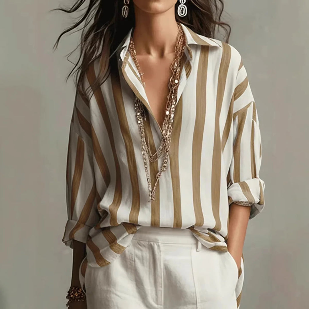 Jovial | Relaxed Fit Navy & White Striped Women's Shirt – Chic & Timeless Blouse 1
