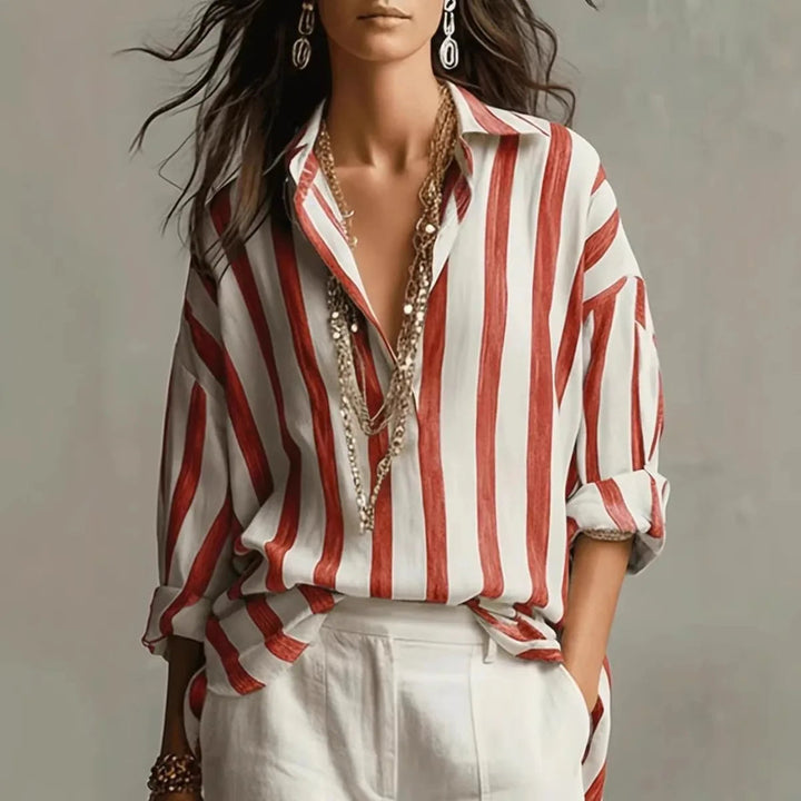 Jovial | Relaxed Fit Navy & White Striped Women's Shirt – Chic & Timeless Blouse 2
