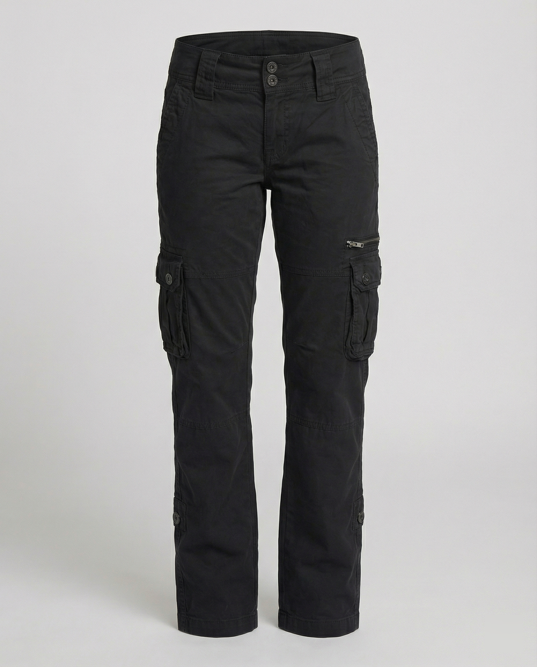 Jovian | Black Cargo Pants Women Comfortable Utility Regular Fit 2