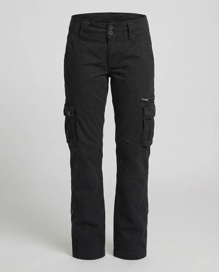 Jovian | Black Cargo Pants Women Comfortable Utility Regular Fit 2