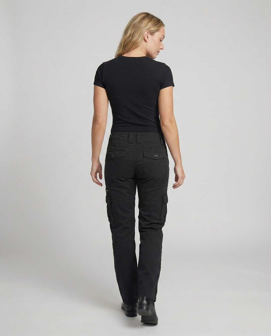Jovian | Black Cargo Pants Women Comfortable Utility Regular Fit 3