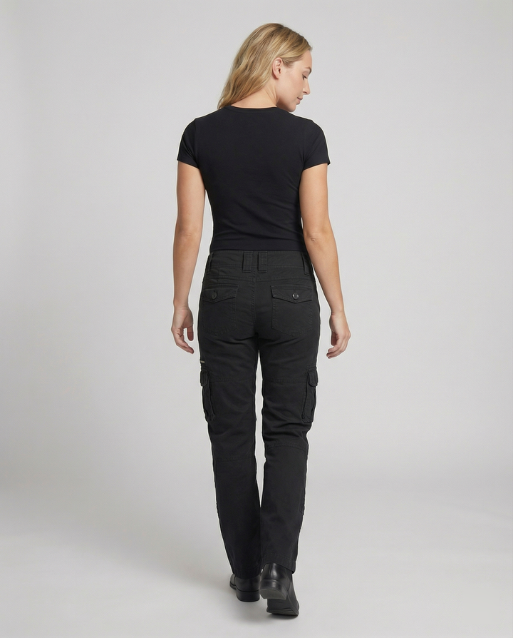Jovian | Black Cargo Pants Women Comfortable Utility Regular Fit 3
