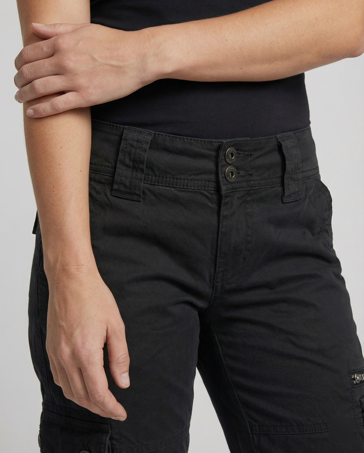 Jovian | Black Cargo Pants Women Comfortable Utility Regular Fit 4