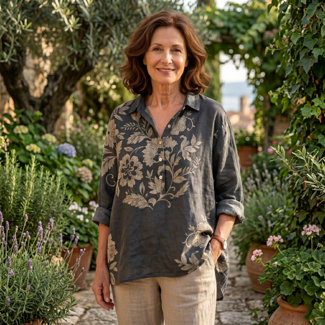 Jovian | Elegant, Breathable &amp; Floral Women’s Linen Blouse 1