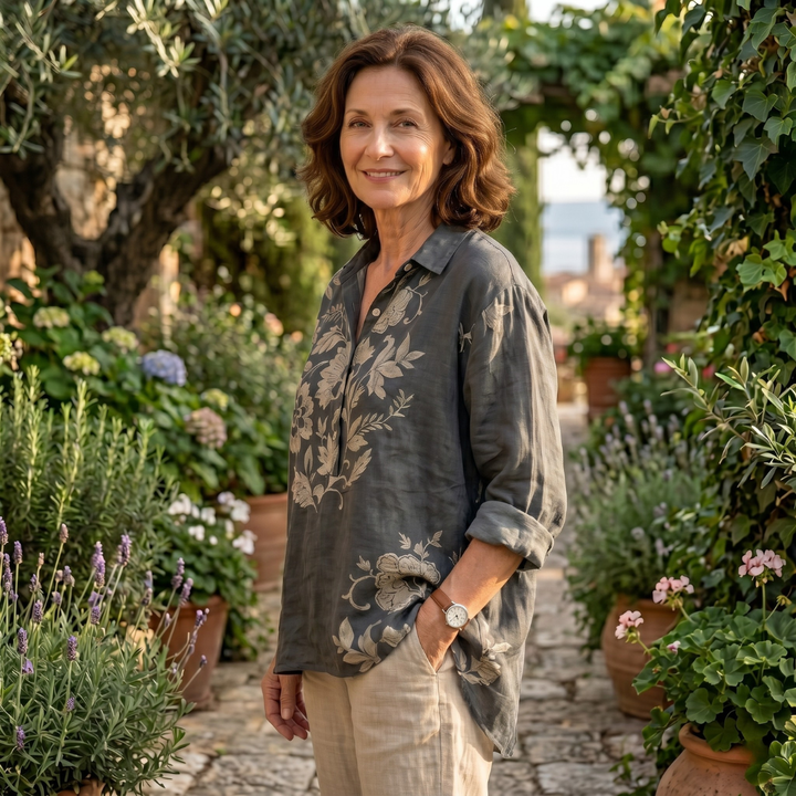 Jovian | Elegant, Breathable &amp; Floral Women’s Linen Blouse 2