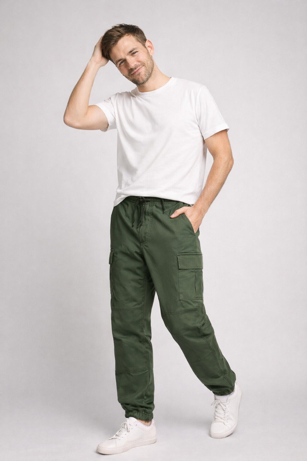 Julian | Mens Cargo Pants Lightweight Relaxed Fit Cropped Style 1