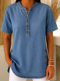 Gemma | Blusa Henley a maniche corte chic e rilassata