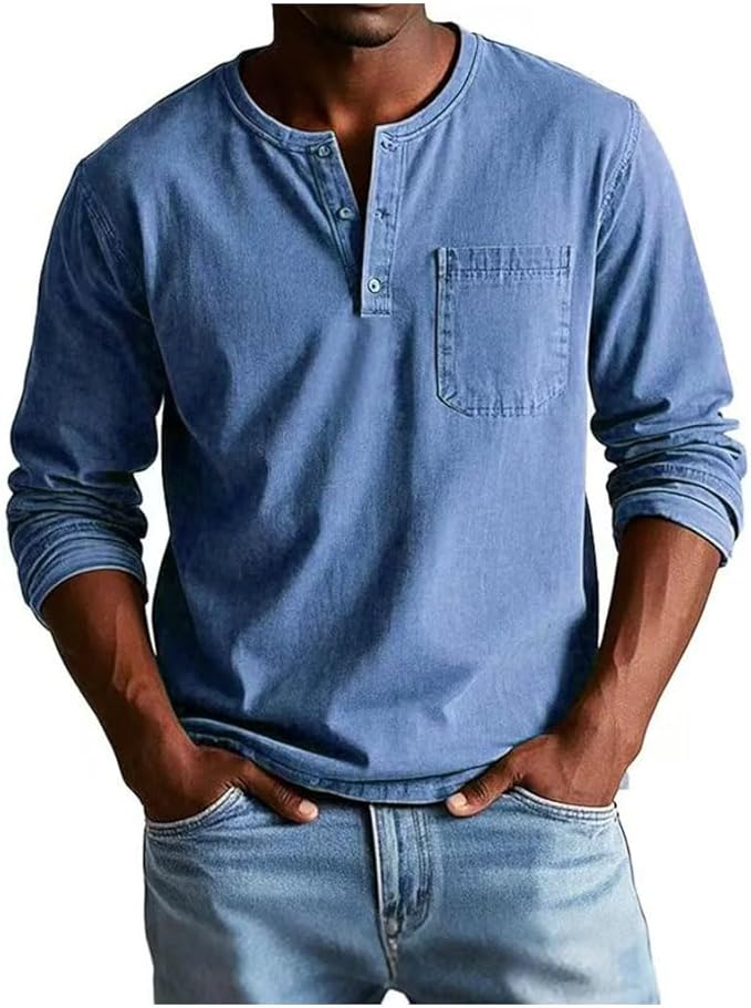 Kaden | Men's Shirt Long Sleeve Henley Casual Comfortable Fit 0