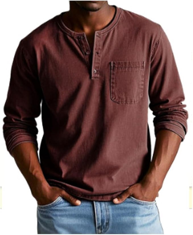 Kaden | Men's Shirt Long Sleeve Henley Casual Comfortable Fit 1