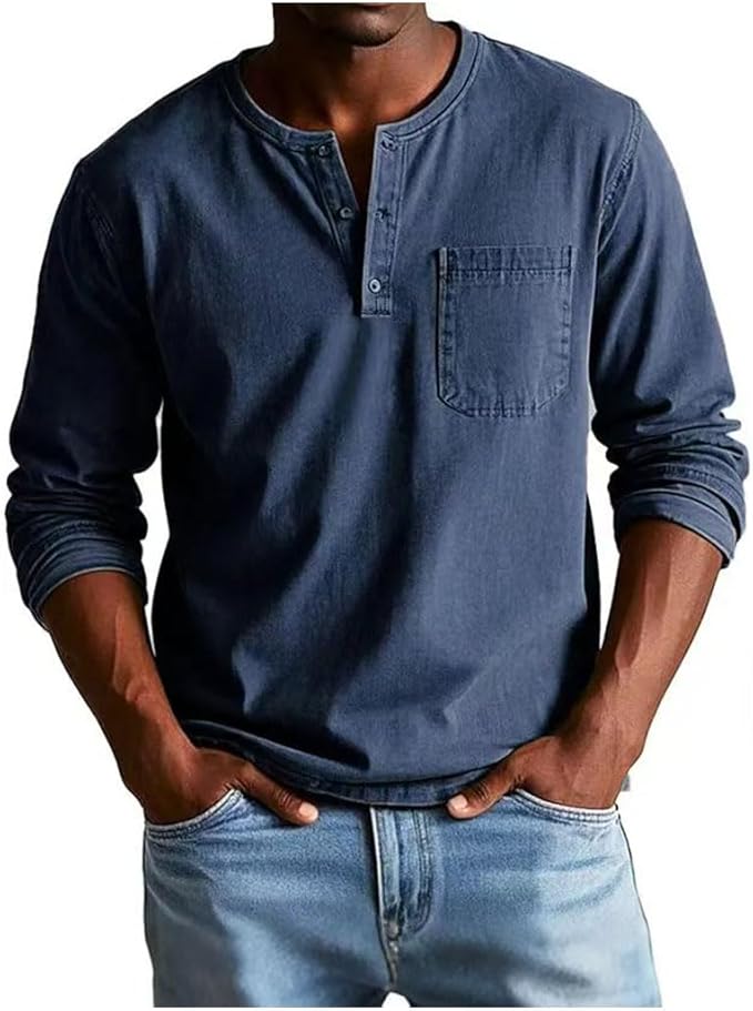 Kaden | Men's Shirt Long Sleeve Henley Casual Comfortable Fit 3
