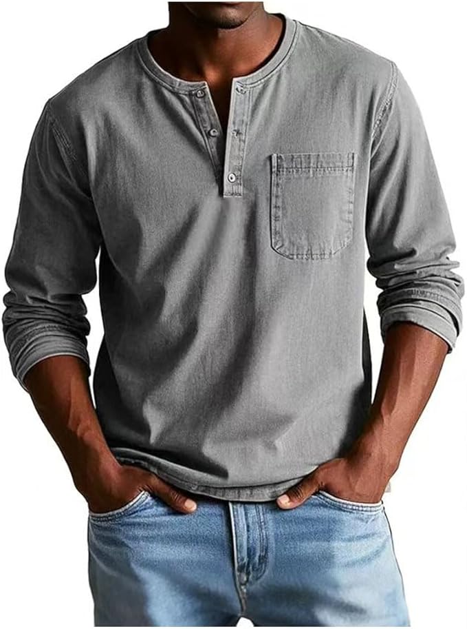 Kaden | Men's Shirt Long Sleeve Henley Casual Comfortable Fit 6
