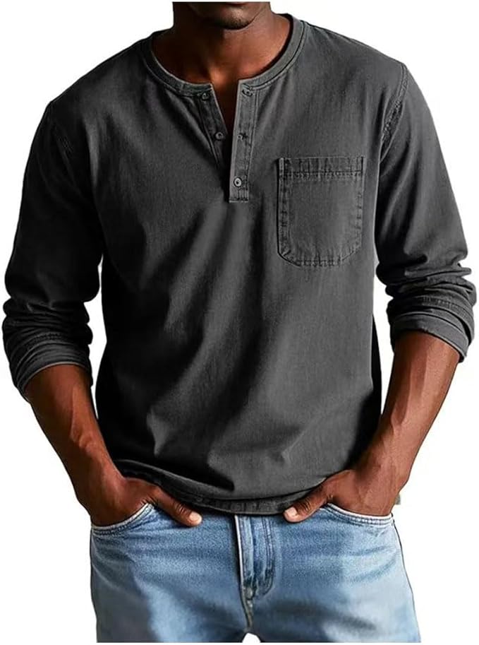 Kaden | Men's Shirt Long Sleeve Henley Casual Comfortable Fit 8