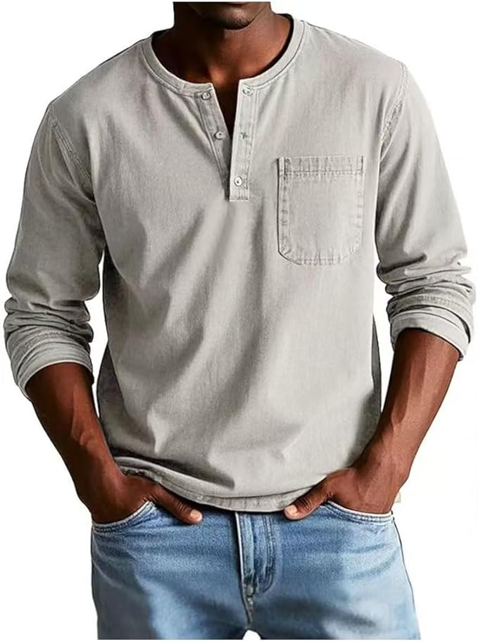 Kaden | Men's Shirt Long Sleeve Henley Casual Comfortable Fit 9
