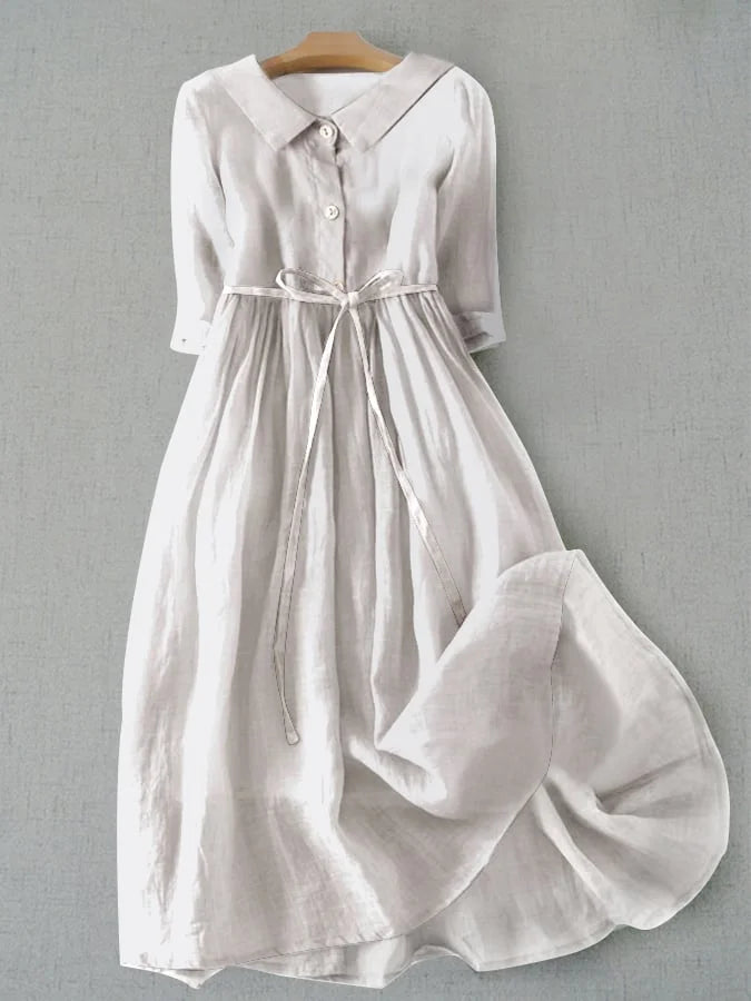 Katrin | Womens Dress Summer Lace-Up Elegant Cotton-Linen Fit 1