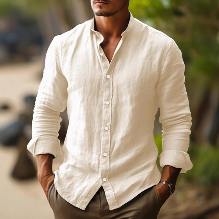 Kellan | White Linen Shirt Modern Casual Button Down Breathable Fit 4