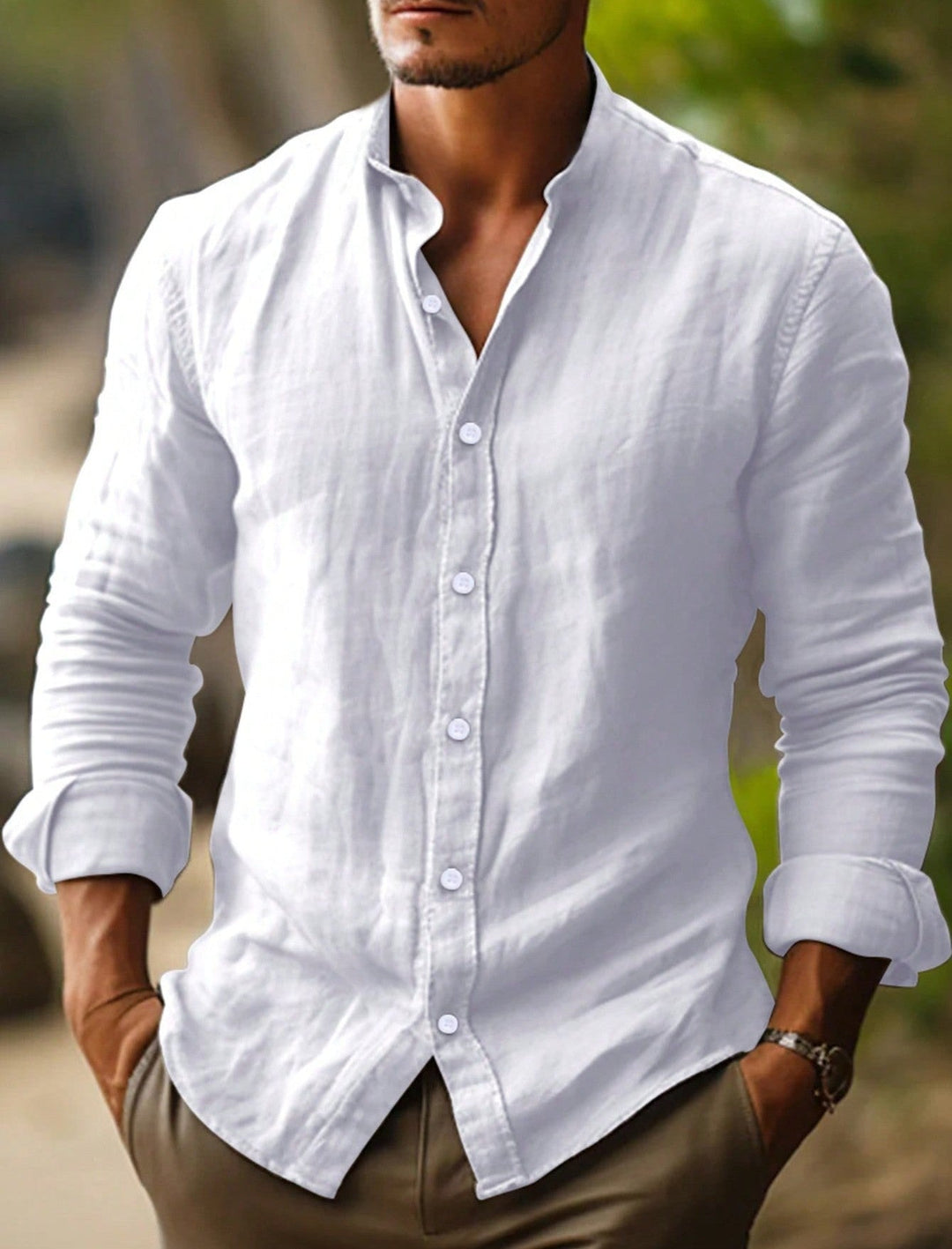 Kellan | White Linen Shirt Modern Casual Button Down Breathable Fit 6