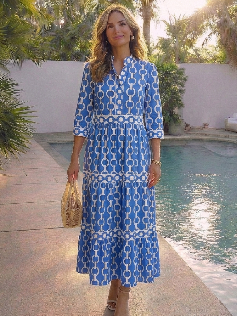 Keziah | Elegant 3/4 Sleeve Women’s Dress – Chain Print Midi for Summer & Formal Occasions 5