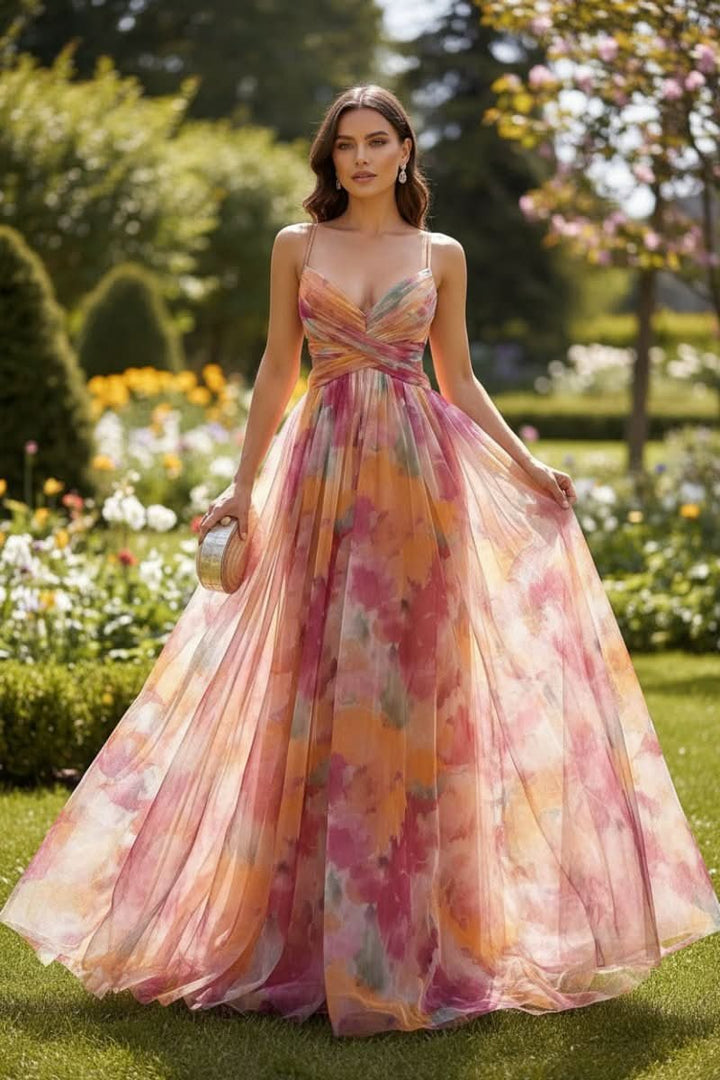 Layla | Women's Floral Tulle Sleeveless Maxi Cocktail Dress 1