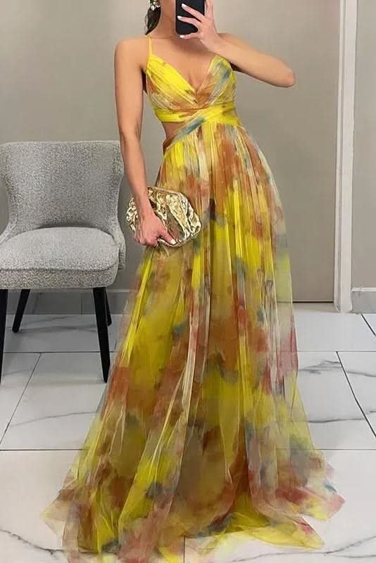 Layla | Women's Floral Tulle Sleeveless Maxi Cocktail Dress 3
