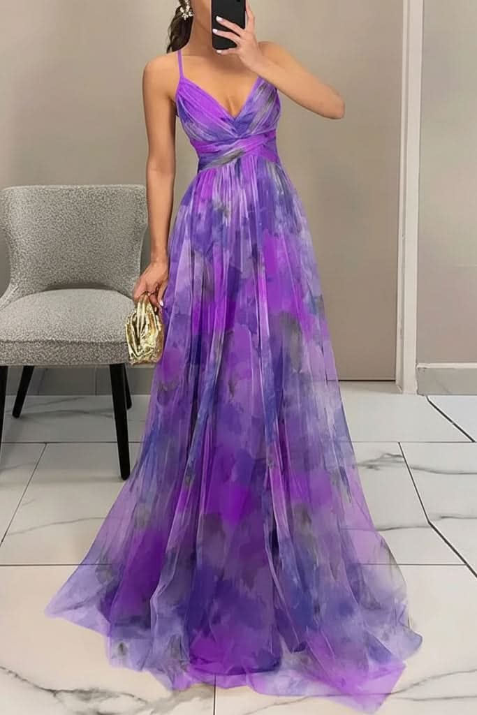 Layla | Women's Floral Tulle Sleeveless Maxi Cocktail Dress 5