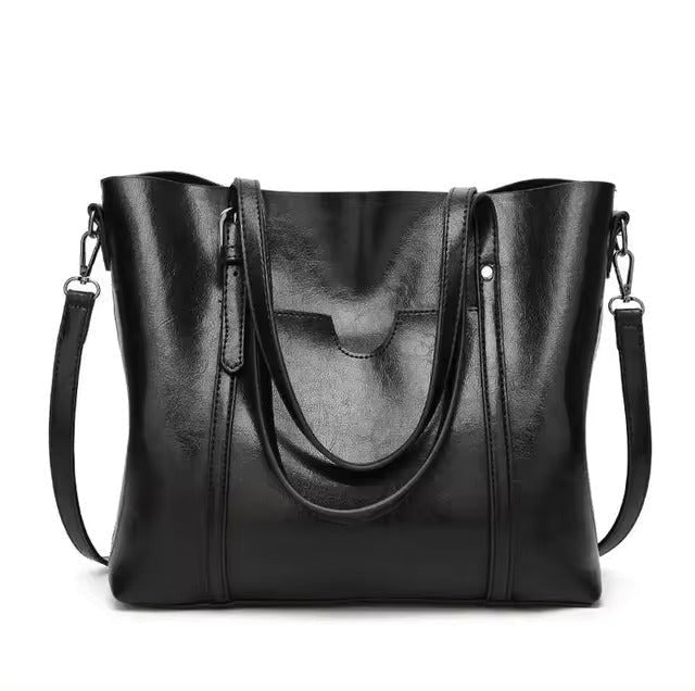 Layla | Women's Large Leather-Look Oil-Wax Shoulder Tote Bag 3