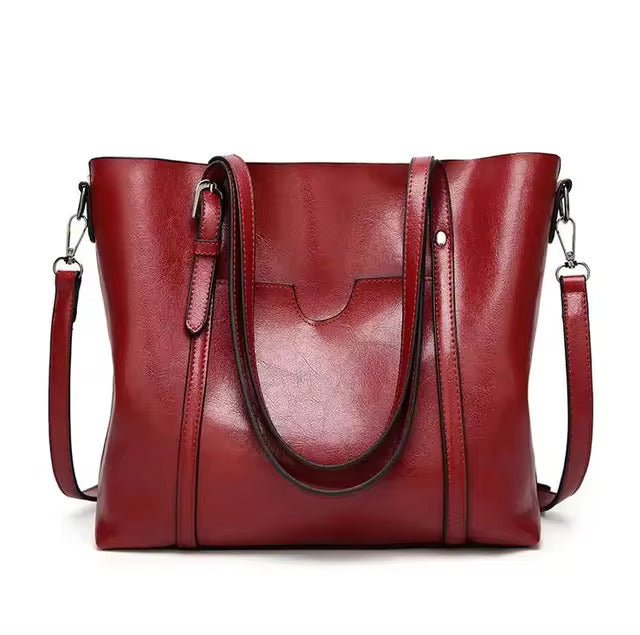 Layla | Women's Large Leather-Look Oil-Wax Shoulder Tote Bag 4