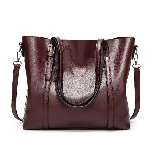 Layla | Women's Large Leather-Look Oil-Wax Shoulder Tote Bag 5