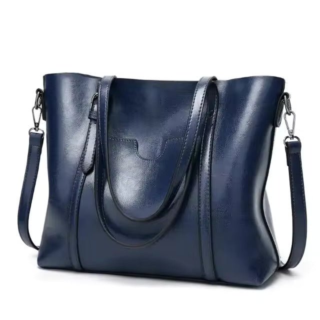 Layla | Women's Large Leather-Look Oil-Wax Shoulder Tote Bag 6