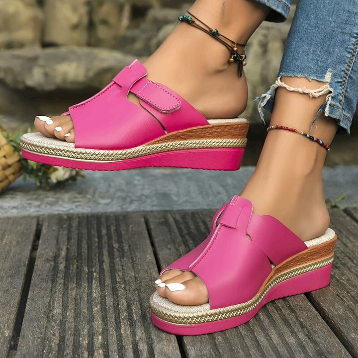 Layla | Women's Open-Toe Wedge Platform Comfortable Sandals Hook-Loop Strap 1