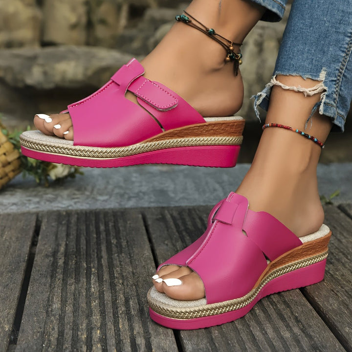 Layla | Women's Open-Toe Wedge Platform Comfortable Sandals Hook-Loop Strap 2