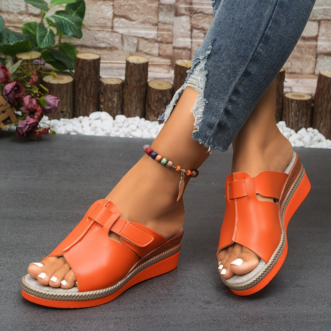 Layla | Women's Open-Toe Wedge Platform Comfortable Sandals Hook-Loop Strap 7