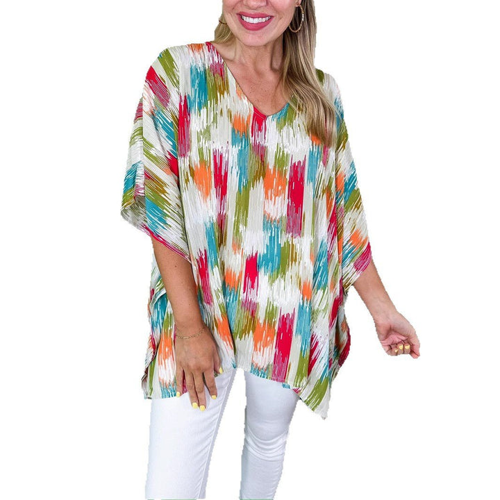 Layla | Women's Oversized V-Neck Abstract Print Tunic Top 5