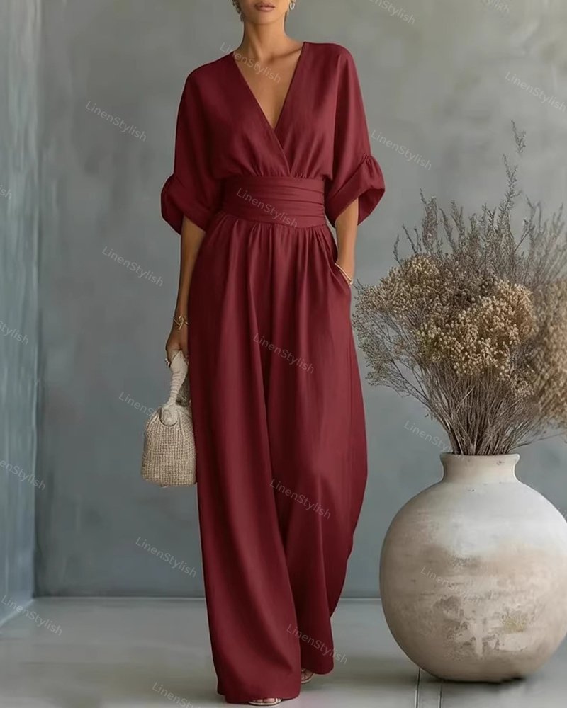 Lena | Black Jumpsuit Women Elegant V-Neck Slim Fit Modern Style 1