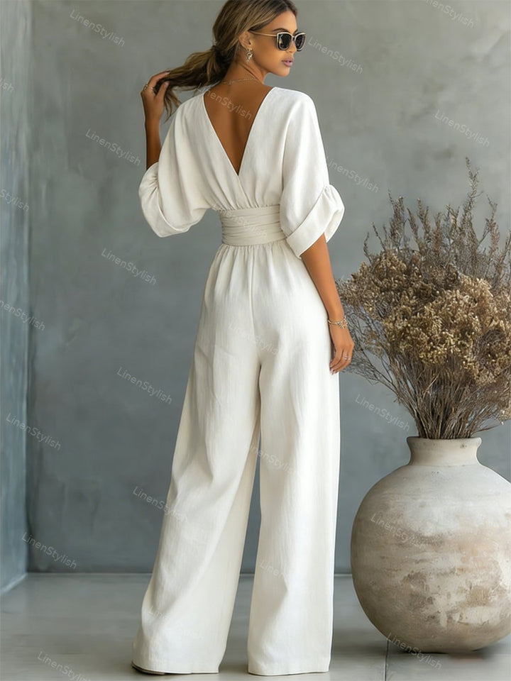 Lena | Black Jumpsuit Women Elegant V-Neck Slim Fit Modern Style 4