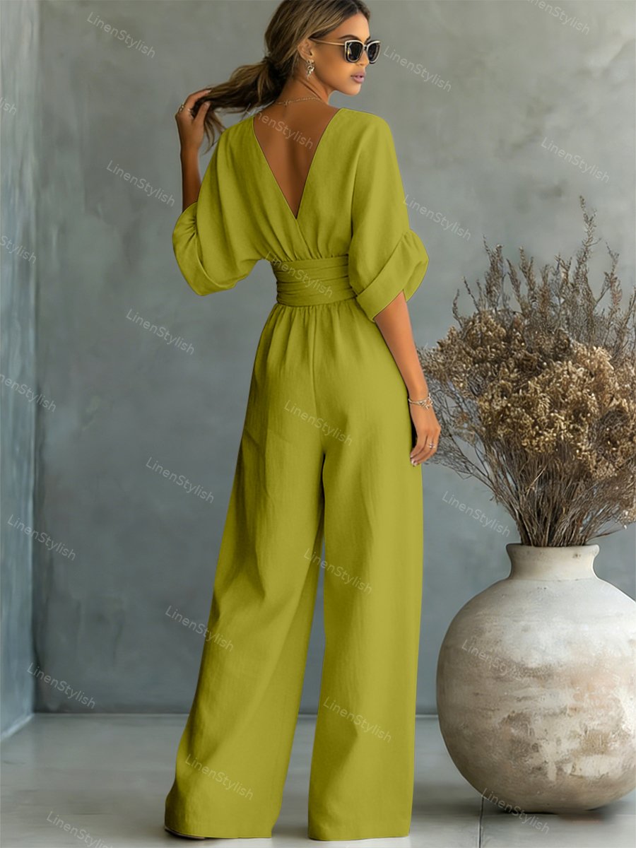 Lena | Black Jumpsuit Women Elegant V-Neck Slim Fit Modern Style 7