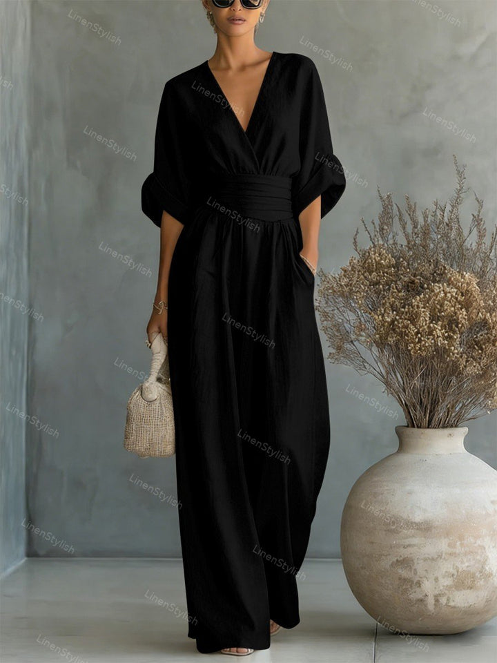 Lena | Black Jumpsuit Women Elegant V-Neck Slim Fit Modern Style 8