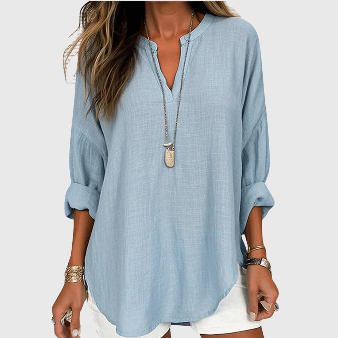 Lena | Elegant Long Sleeve Beach Shirt – Flowy, Comfortable &amp; Perfect for Women 0