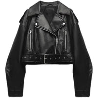 Sandra | Giacca Biker Corta Elegante con Dettaglio Cintura