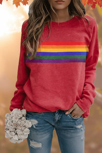 Maya | Relaxed-Fit Rainbow Striped Crew-Neck Sweatshirt