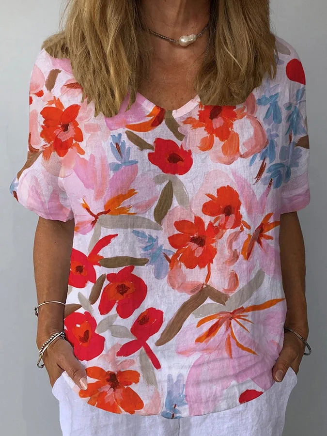Lina | Relaxed V-Neck Floral Blouse for Women 2