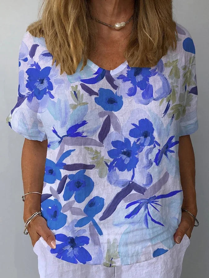 Lina | Relaxed V-Neck Floral Blouse for Women 4