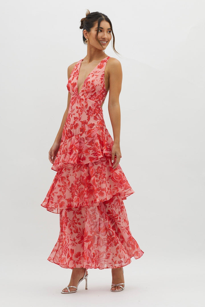 Liora | Elegant Floral Flounce Maxi Dress – Flowing, Feminine & Perfect for Summer Dresses for Women 0