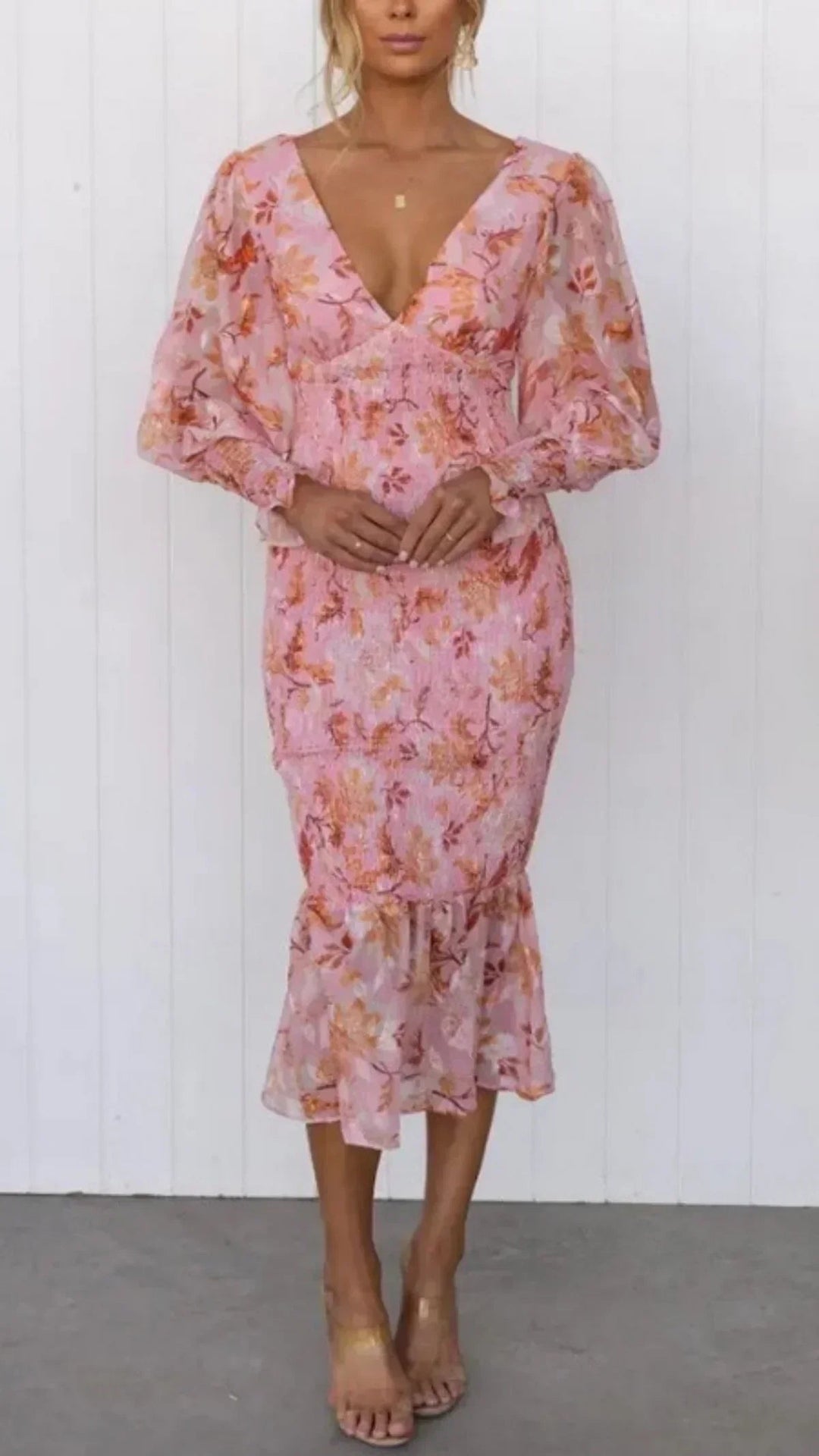 Liora | Floral Dress Wedding Guest Elegant Flowing Summer Fit 0