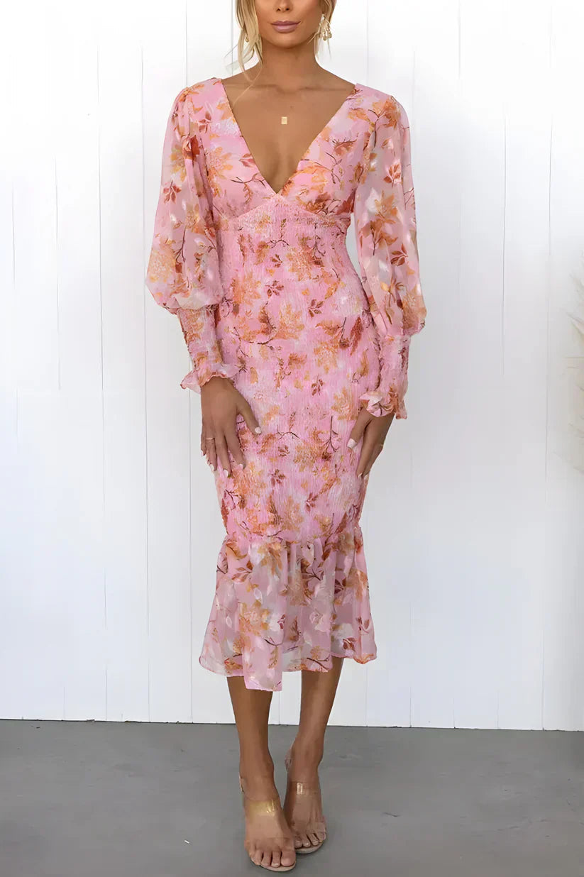 Liora | Floral Dress Wedding Guest Elegant Flowing Summer Fit 1