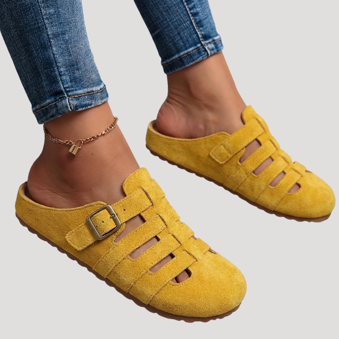 Liora | Women's Closed Toe Buckle Clogs Comfortable Breathable Flat Sole 0